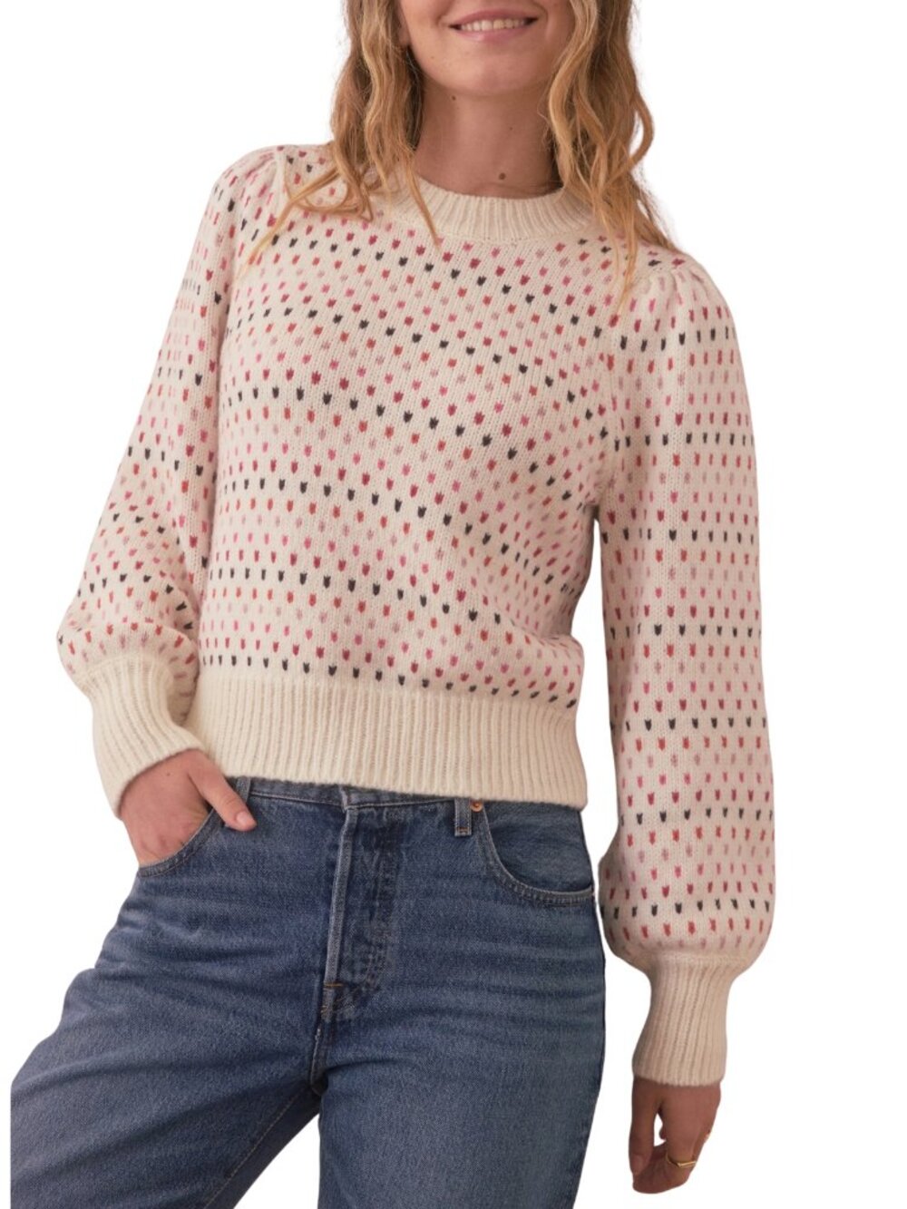 Marine Layer Alma Puff Sleeve Wool Sweater Size S